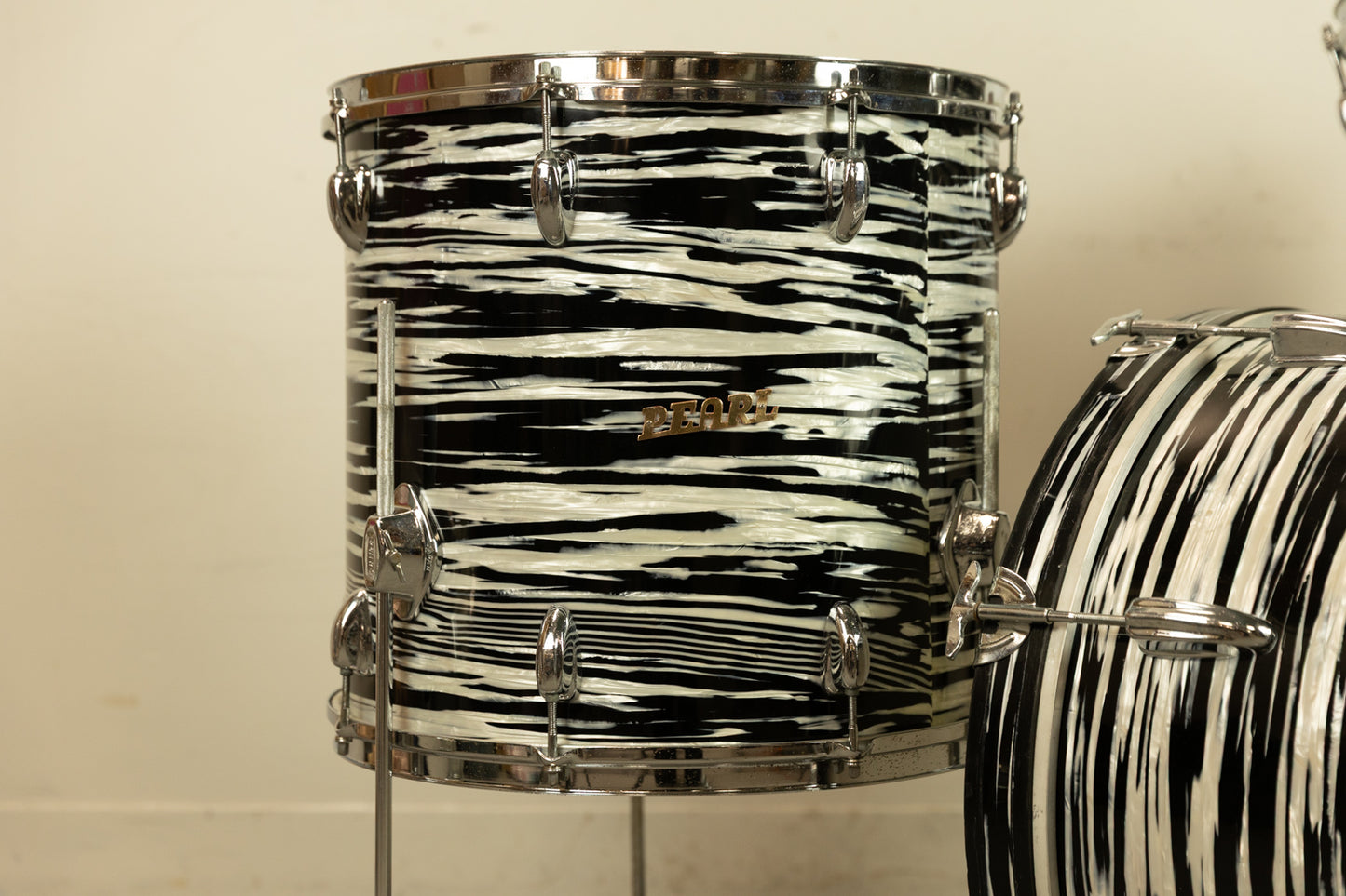 1970s Pearl Thunder King Black Tiger Pearl Drum Set