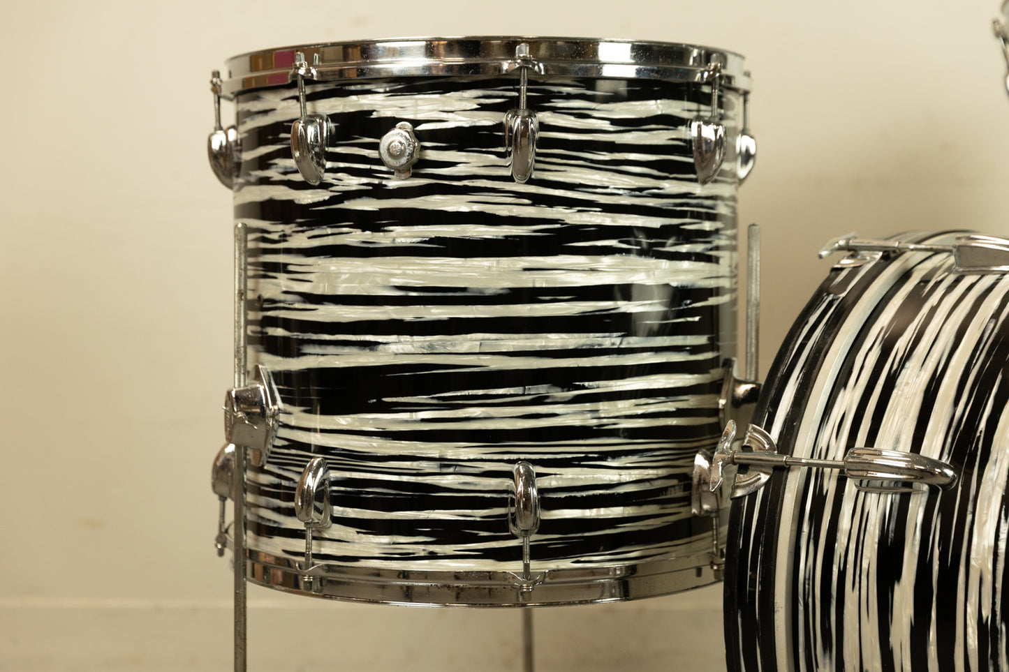 1970s Pearl Thunder King Black Tiger Pearl Drum Set