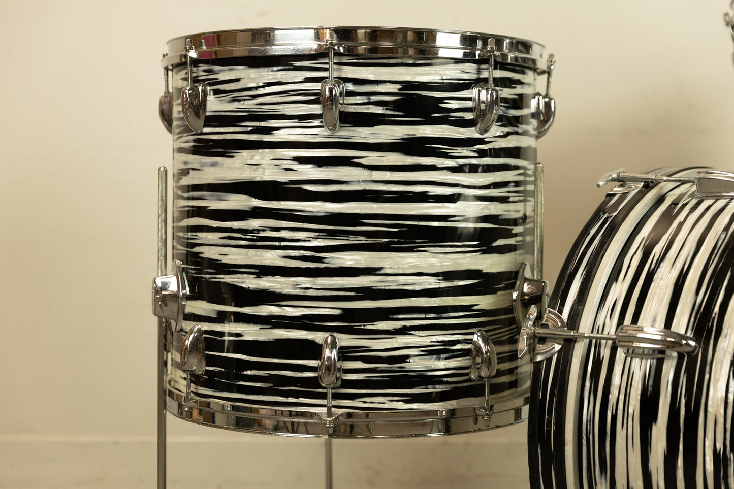 1970s Pearl Thunder King Black Tiger Pearl Drum Set