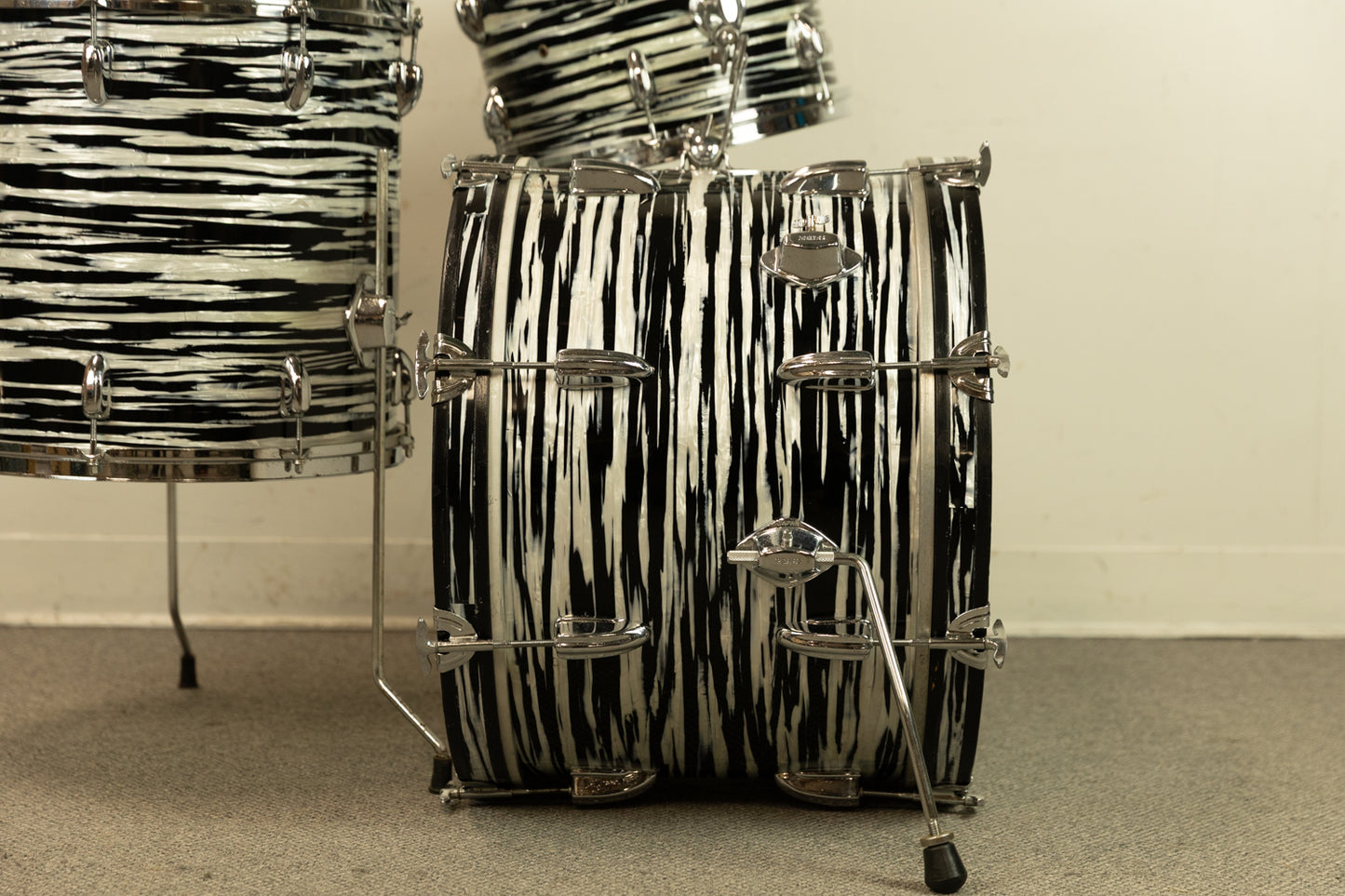 1970s Pearl Thunder King Black Tiger Pearl Drum Set