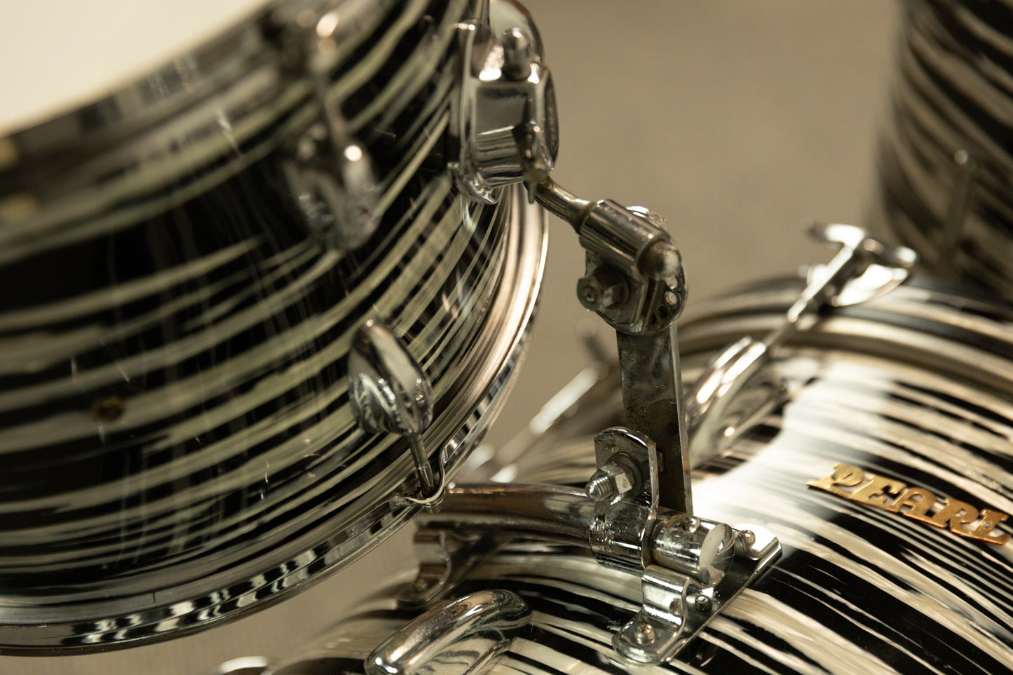 1970s Pearl Thunder King Black Tiger Pearl Drum Set