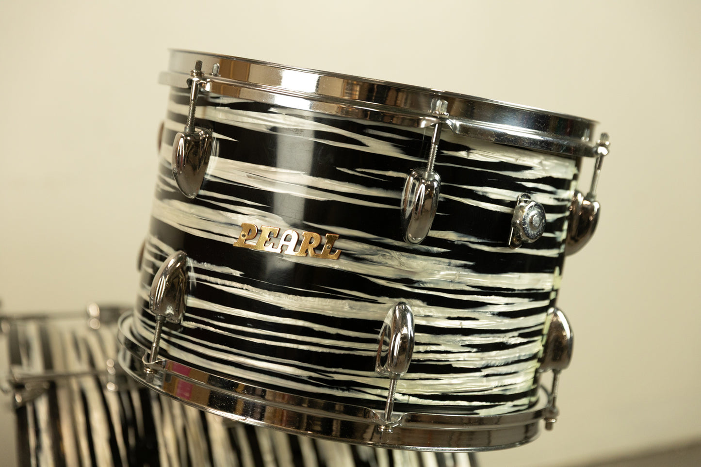 1970s Pearl Thunder King Black Tiger Pearl Drum Set