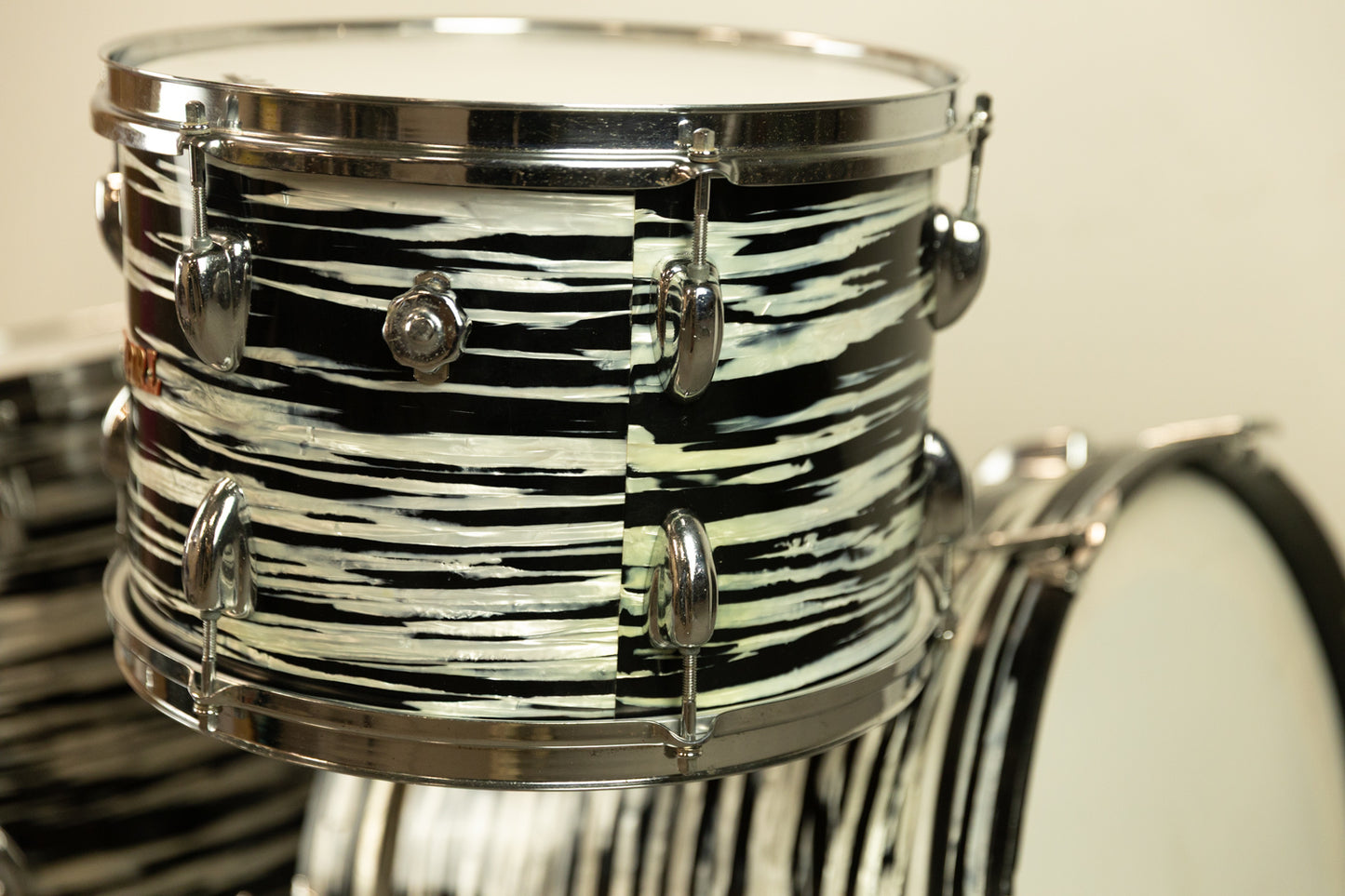 1970s Pearl Thunder King Black Tiger Pearl Drum Set