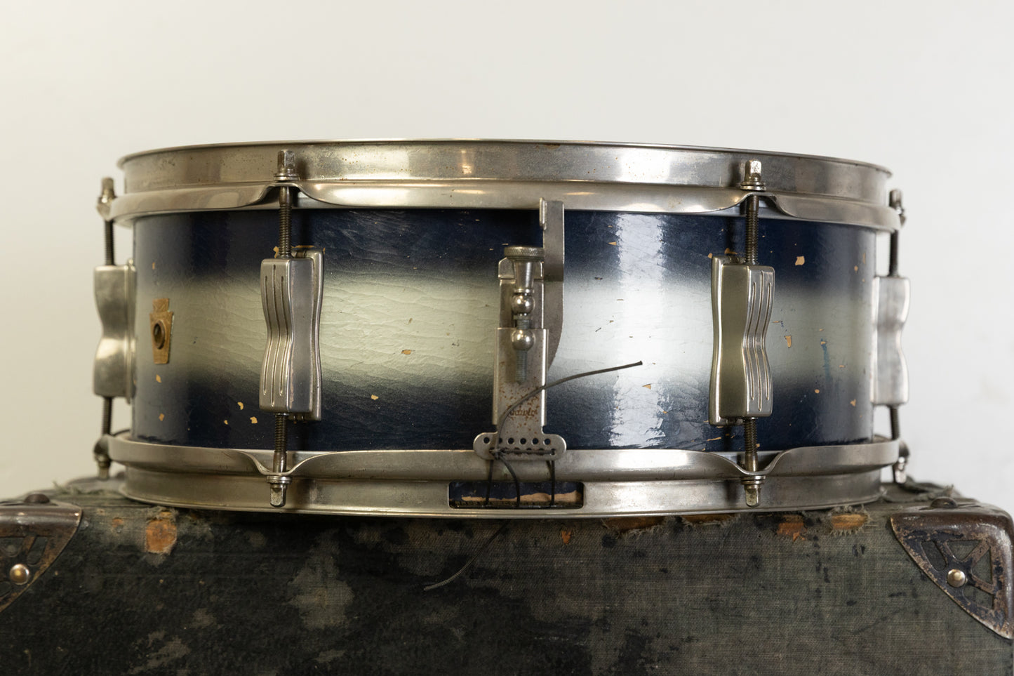 1960s Ludwig 5x14 Blue and Silver Duco Pioneer Snare Drum