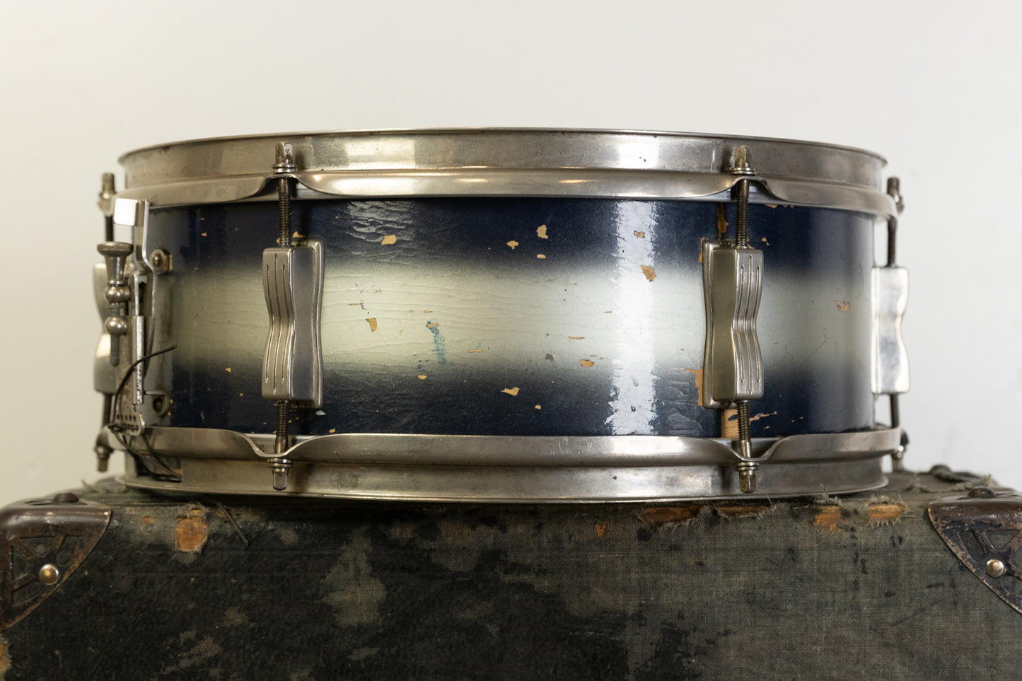 1960s Ludwig 5x14 Blue and Silver Duco Pioneer Snare Drum