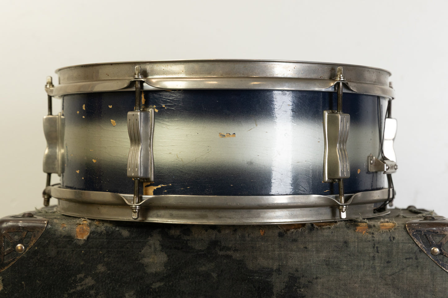 1960s Ludwig 5x14 Blue and Silver Duco Pioneer Snare Drum