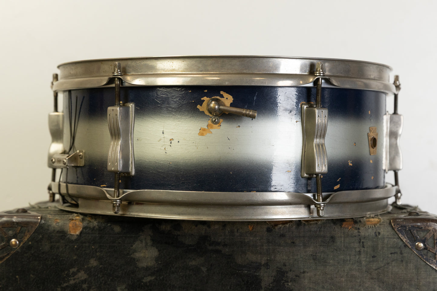 1960s Ludwig 5x14 Blue and Silver Duco Pioneer Snare Drum