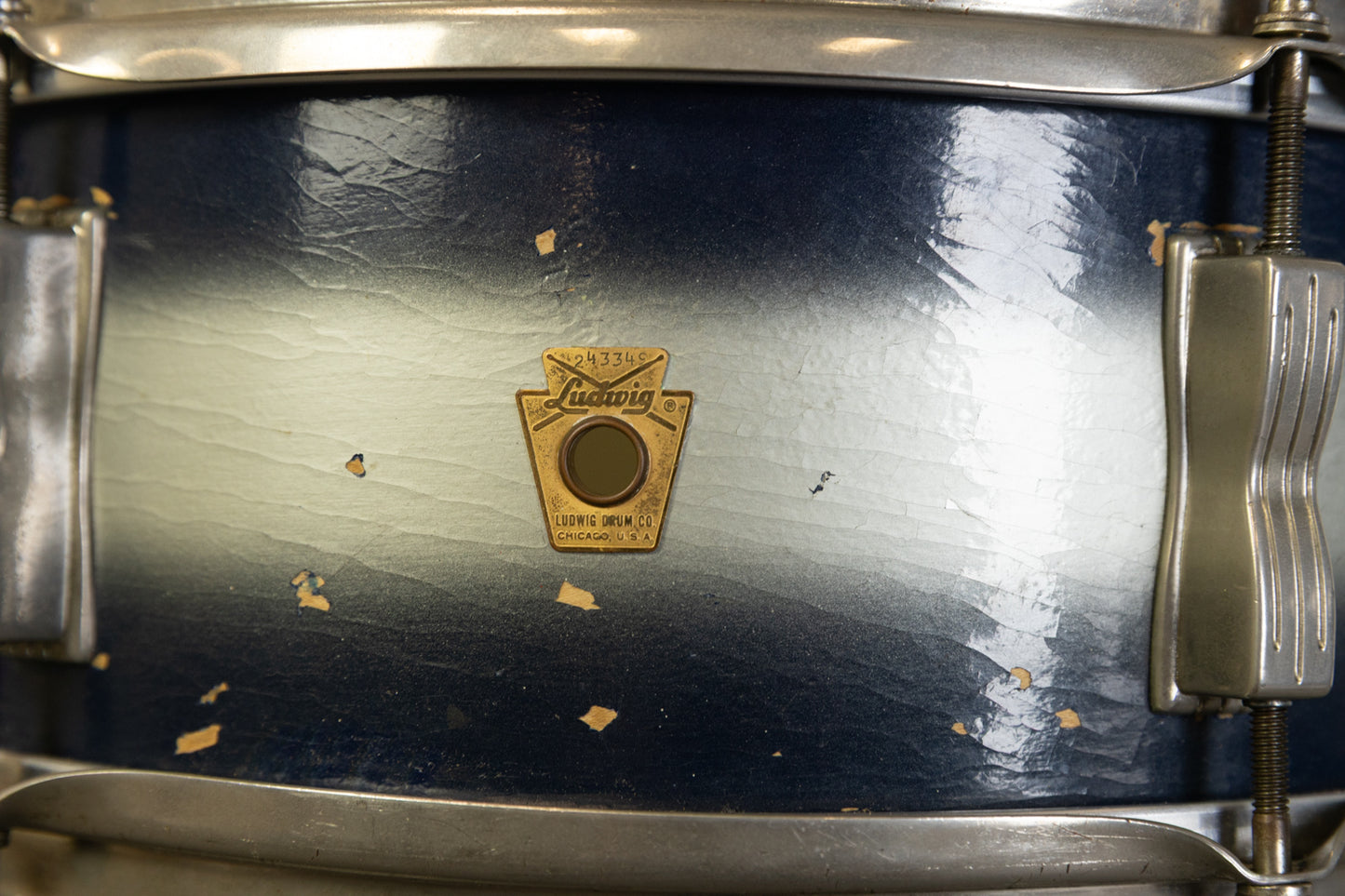 1960s Ludwig 5x14 Blue and Silver Duco Pioneer Snare Drum