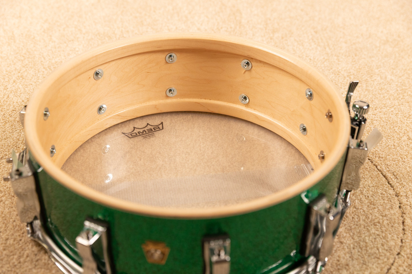 Ludwig Legacy 5x14 Green Sparkle Snare Drum