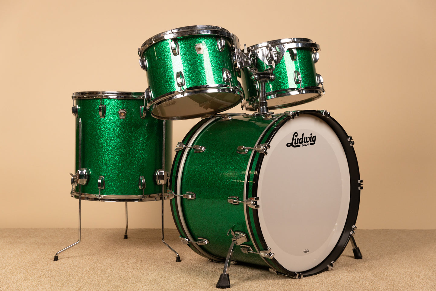 Ludwig Classic Maple Green Sparkle Drum Set