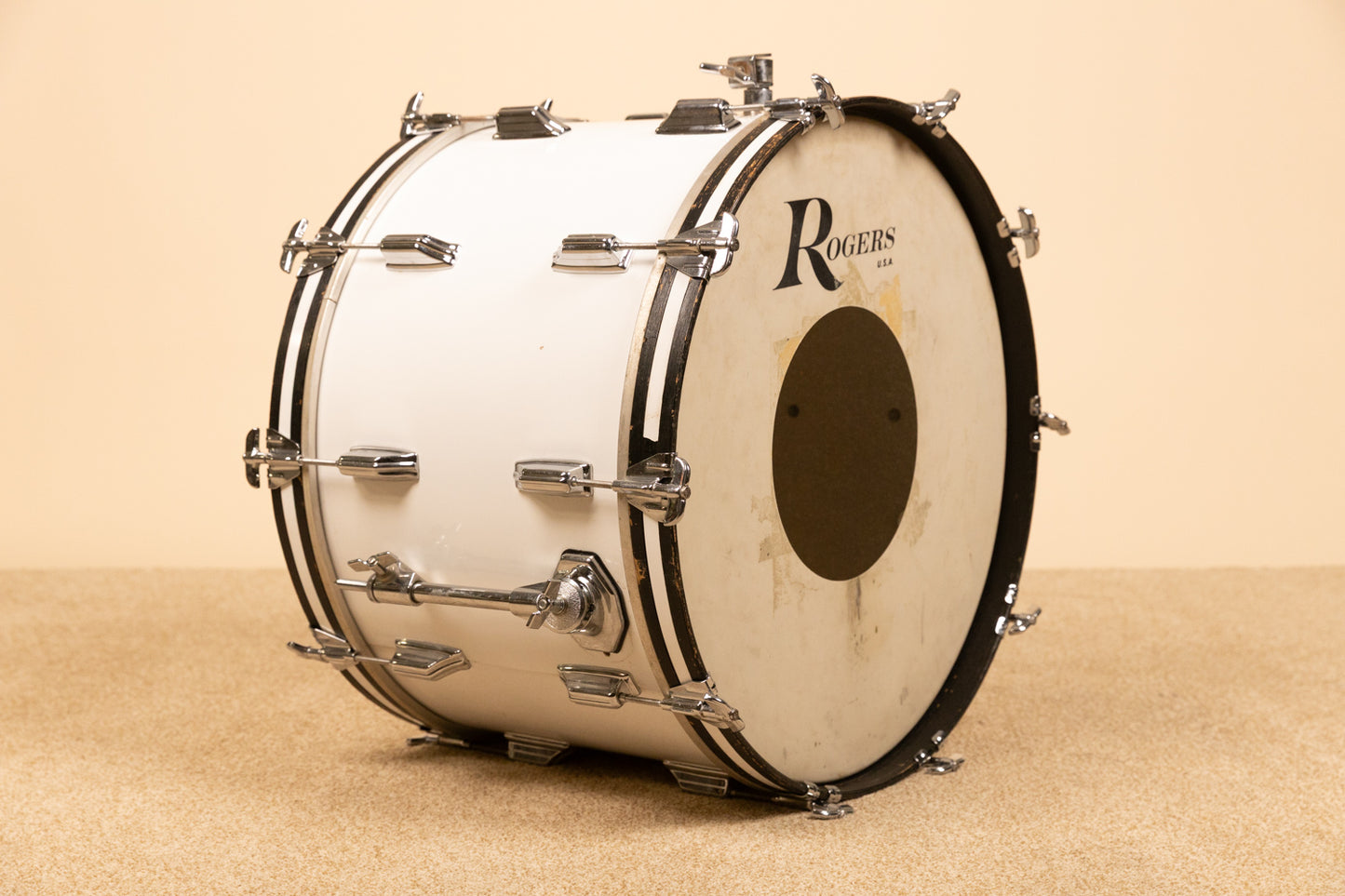1970s Rogers 14x22 New England White Bass Drum