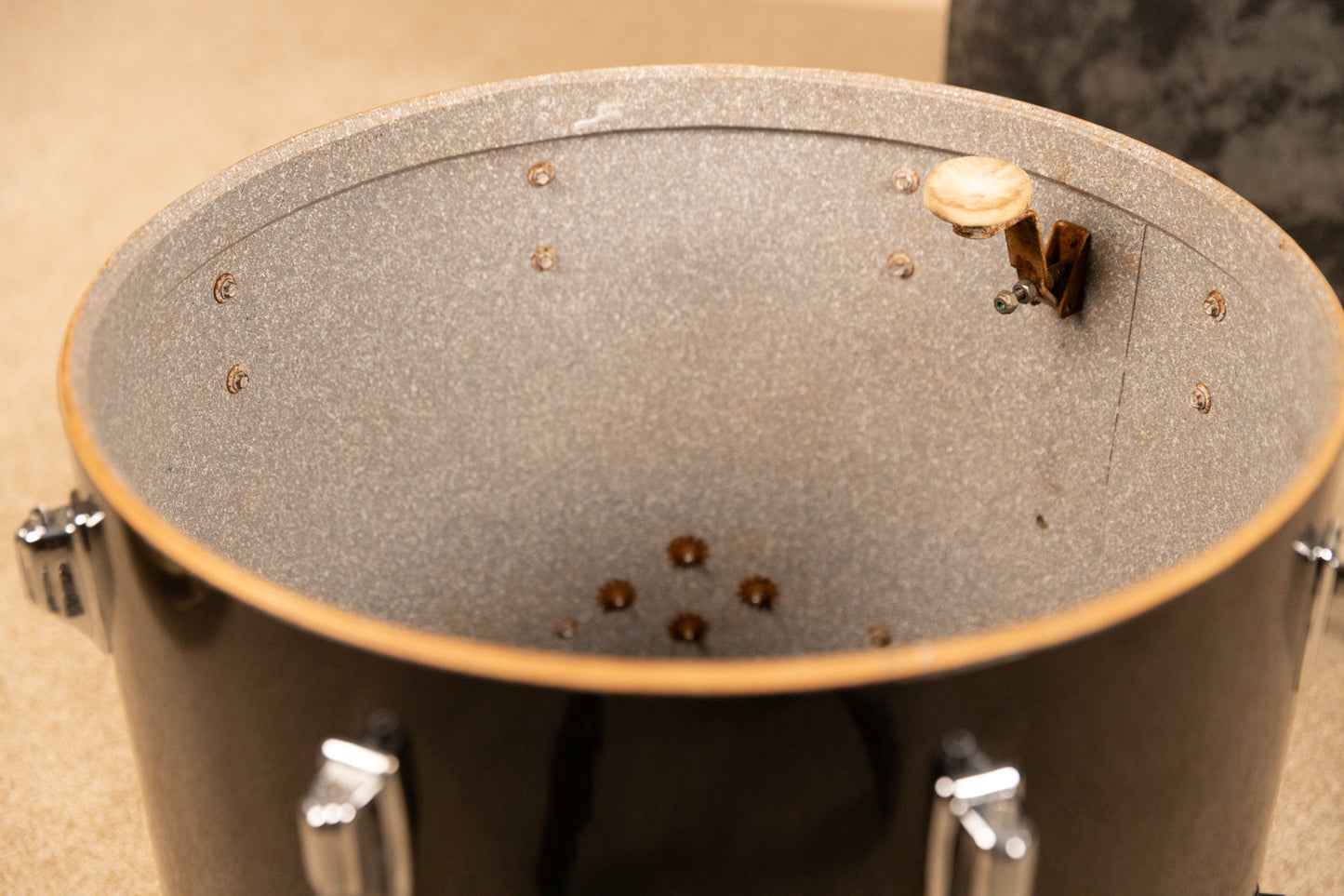 1970s Rogers 16x18 Jet Black Pearl Floor Tom