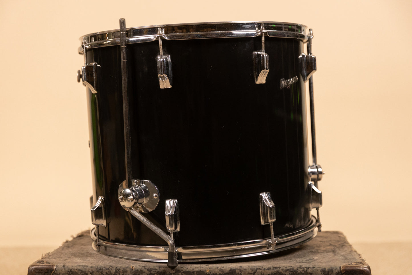 1970s Rogers 16x18 Jet Black Pearl Floor Tom