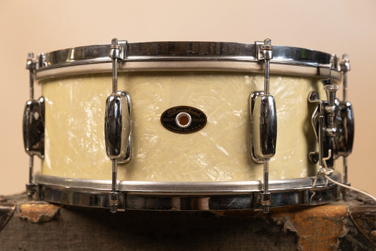 1950s Slingerland 5x14 White Marine Pearl Student Radio King Snare Drum