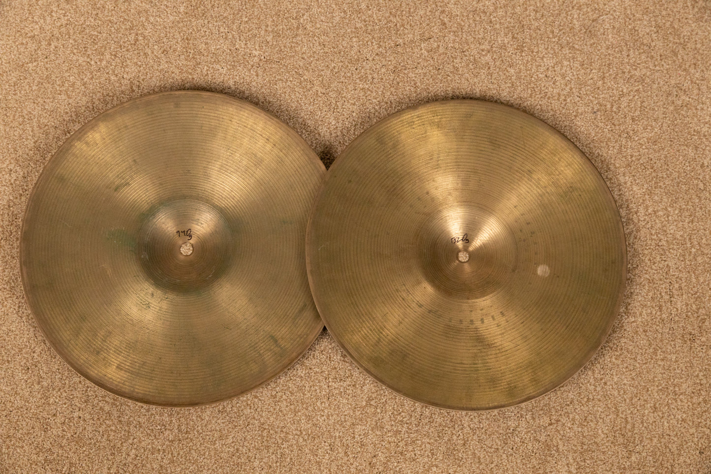 1990s Zildjian A 14" New Beat Hi Hat Cymbals 940g 1320g