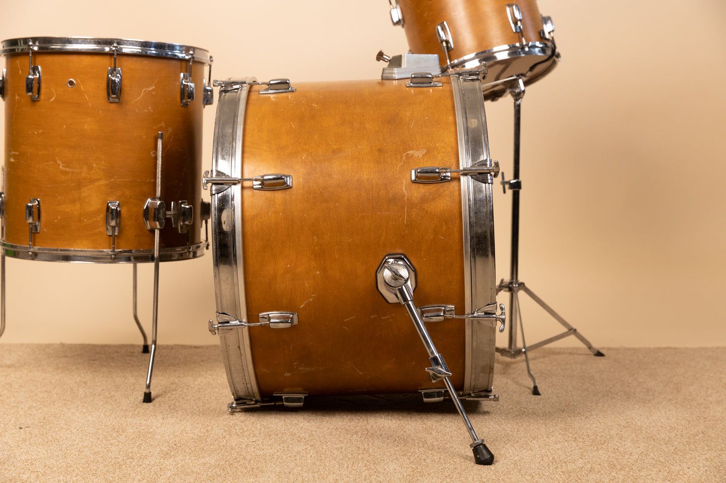 1989 Ludwig Rocker II Natural Maple Drum Set 16x24 11x12 and 16x16