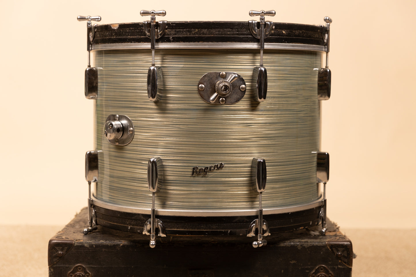 1960s Rogers 14x20 Sky Blue Ripple Pearl Bass Drum