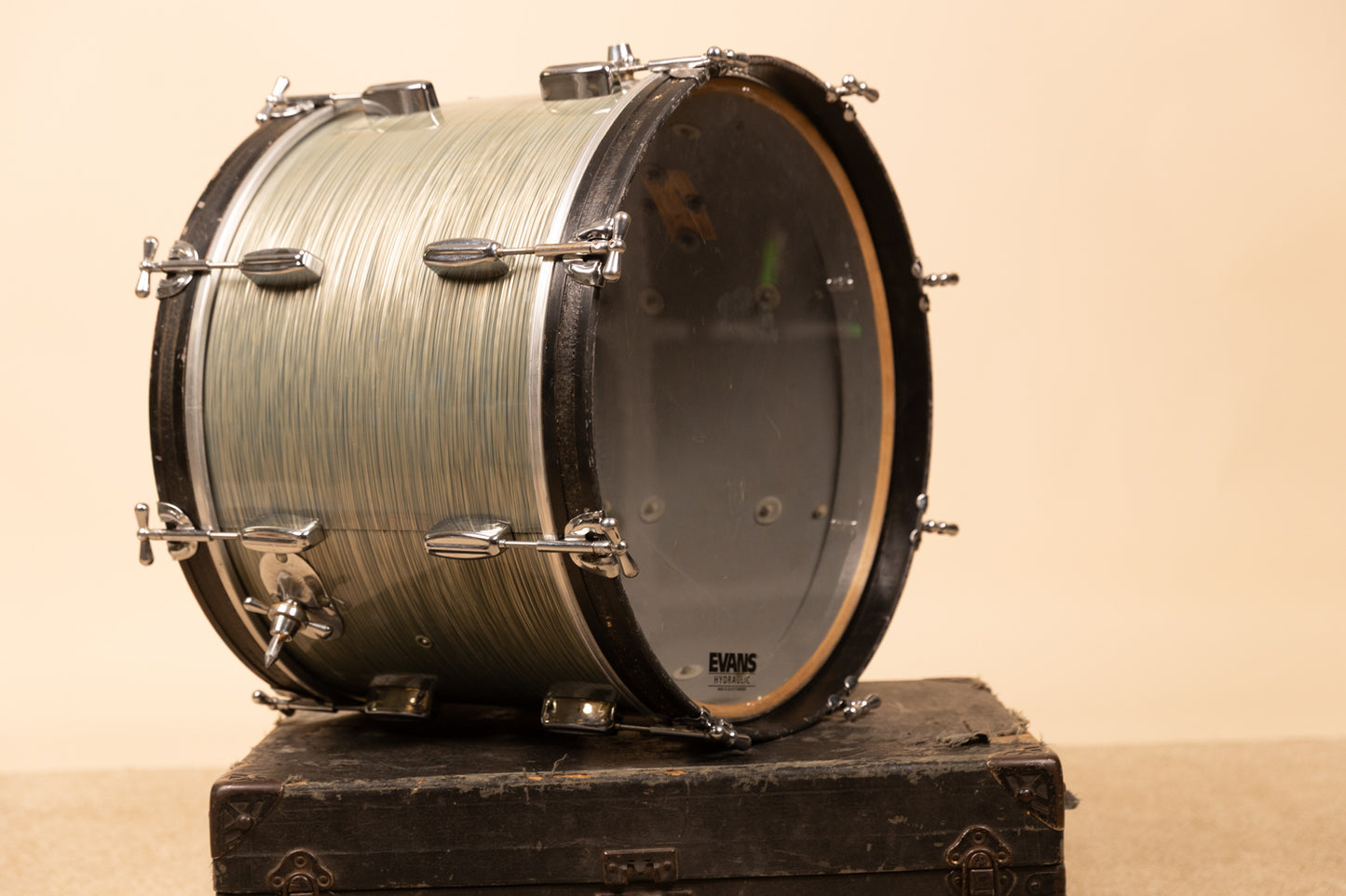 1960s Rogers 14x20 Sky Blue Ripple Pearl Bass Drum