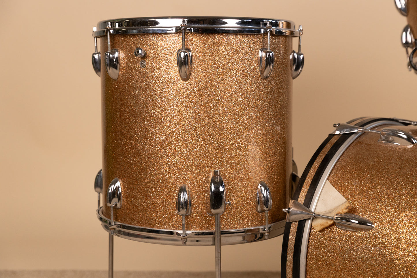 1965 Slingerland Champagne Sparkle 14x18 8x12 and 14x14 Drum Set