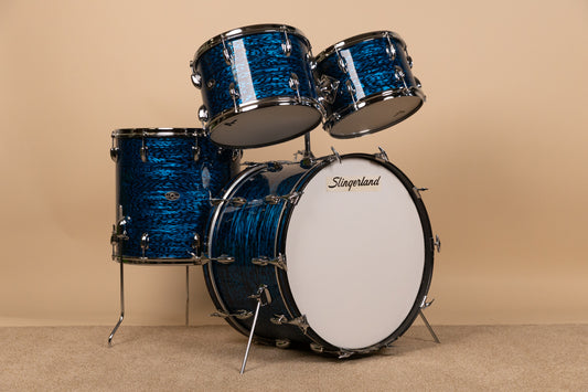 1970s Slingerland "New Rock" Blue Agate Drum Set