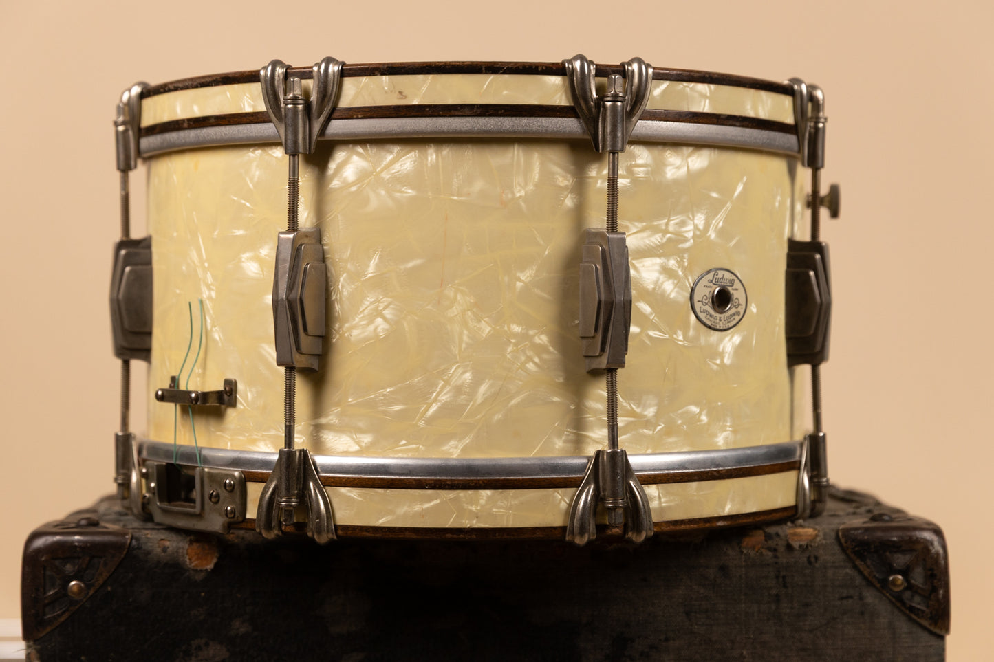 1938 Ludwig & Ludwig 7x14 Standard Swing Avalon Pearl Snare Drum