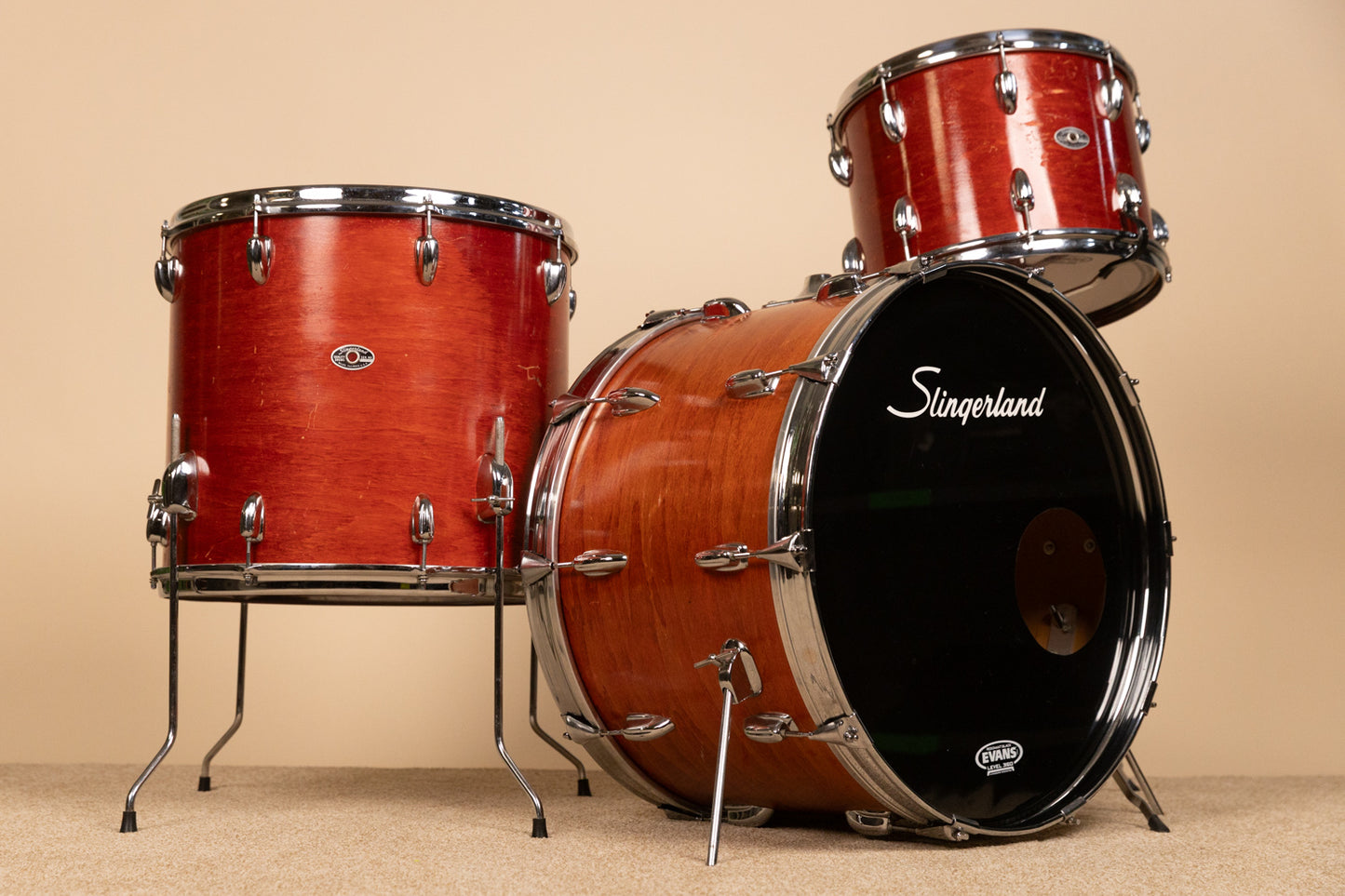 1970s Slingerland "Violin Red" 14x22 10x14 and 16x18 Drum Set