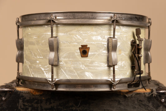 1950s WFL 6.5x14 White Marine Pearl Contest Model Snare Drum