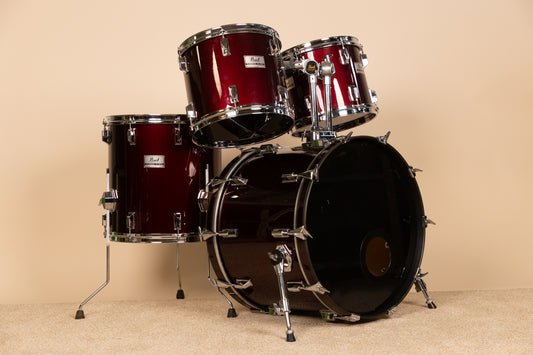 1980s Pearl MX Maple Red Flash Drum Kit