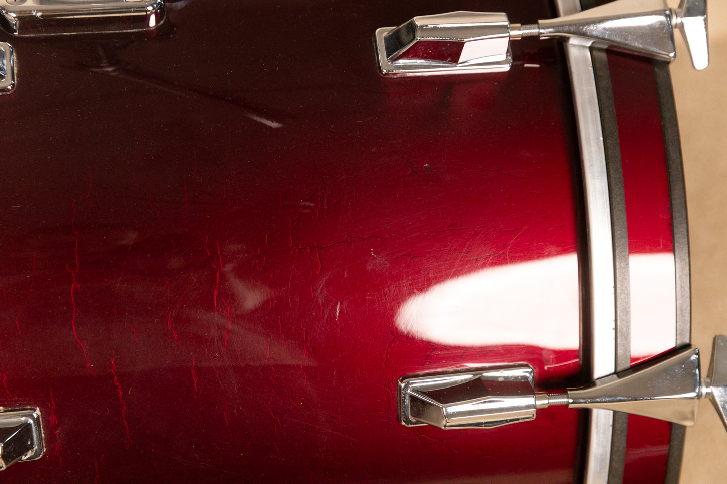 1980s Pearl MX Maple Red Flash Drum Kit