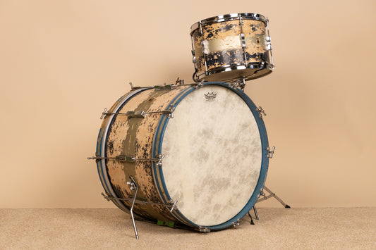 Vintage Ludwig Blue and Silver Duco Drum Set 14x22 and 9x13