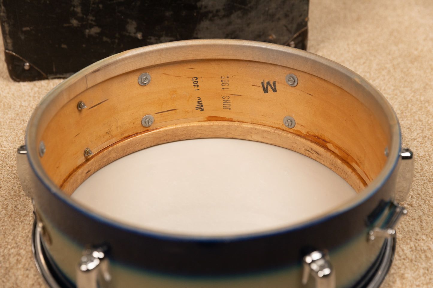 1960s Slingerland 5x14 Blue and Silver Duco Student Snare Drum