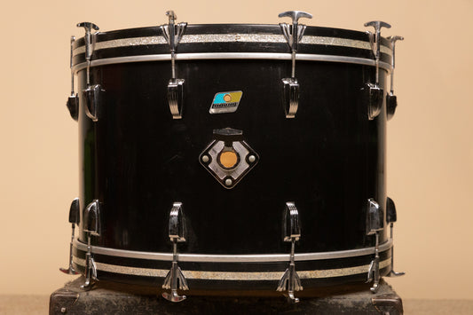 1980s Ludwig 14x24 Black Cortex Bass Drum