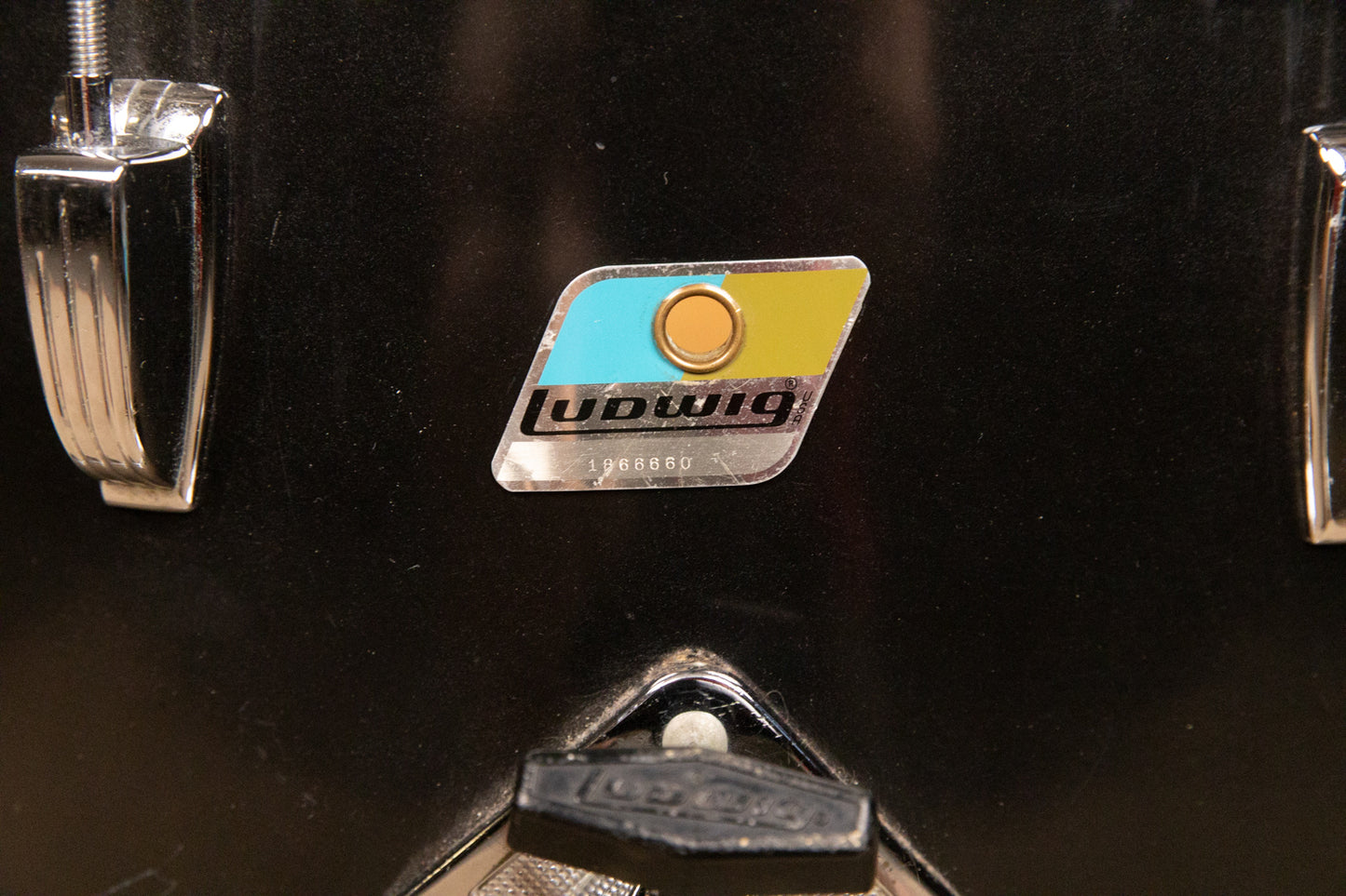 1980s Ludwig 14x24 Black Cortex Bass Drum