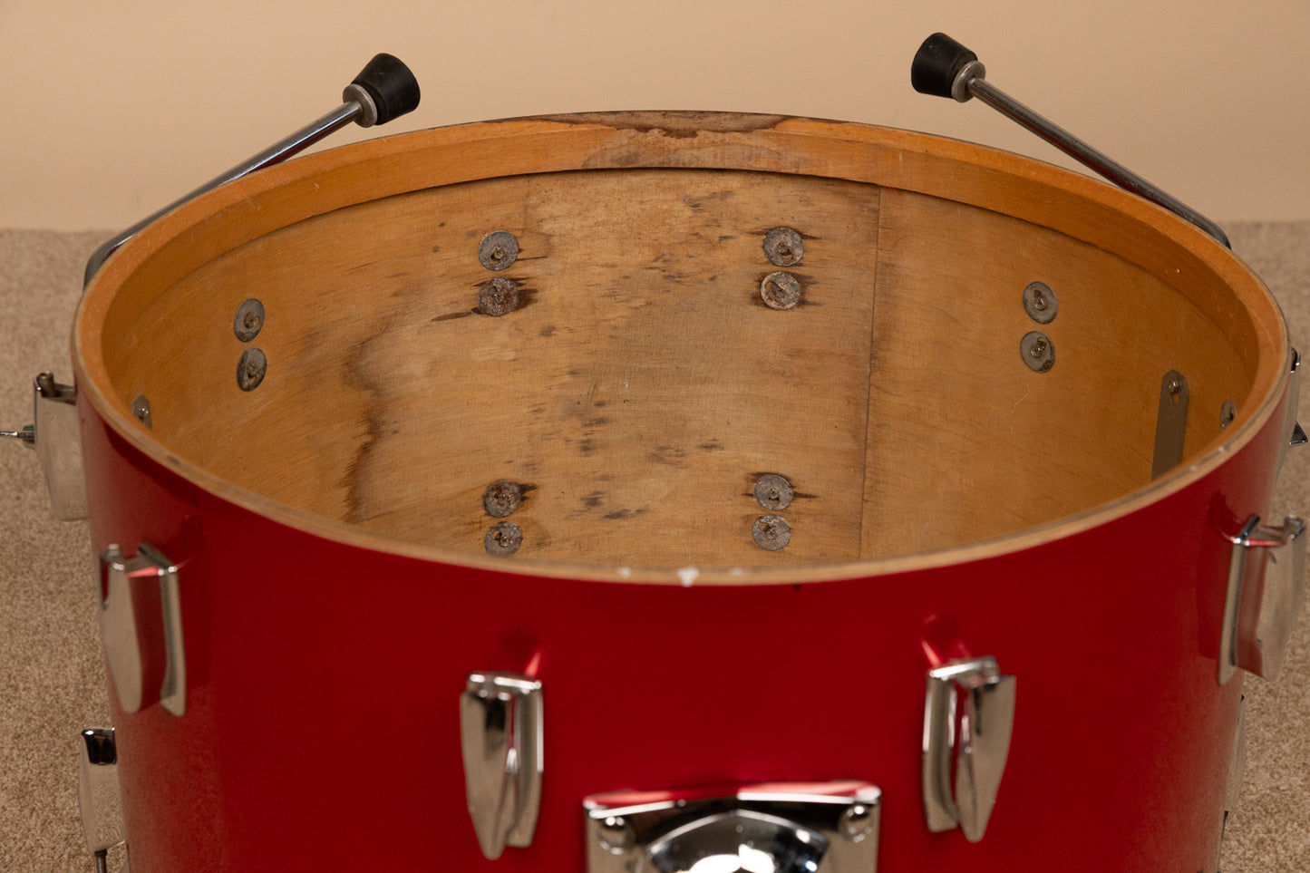 1980s Premier Soundwave Polychromatic Red Drum Set