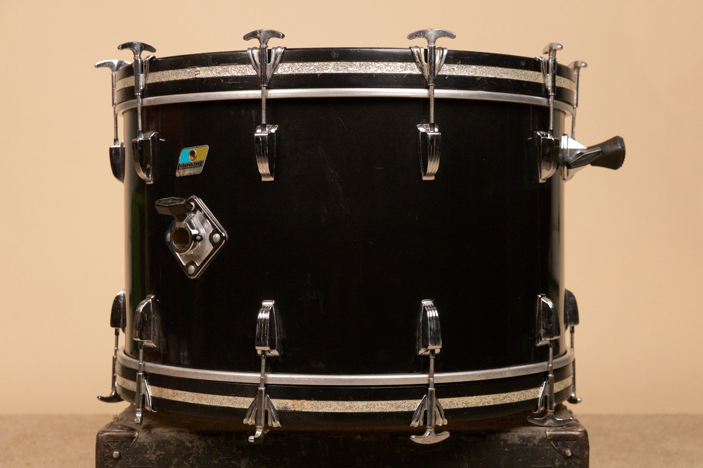 1980s Ludwig 14x24 Black Cortex Bass Drum
