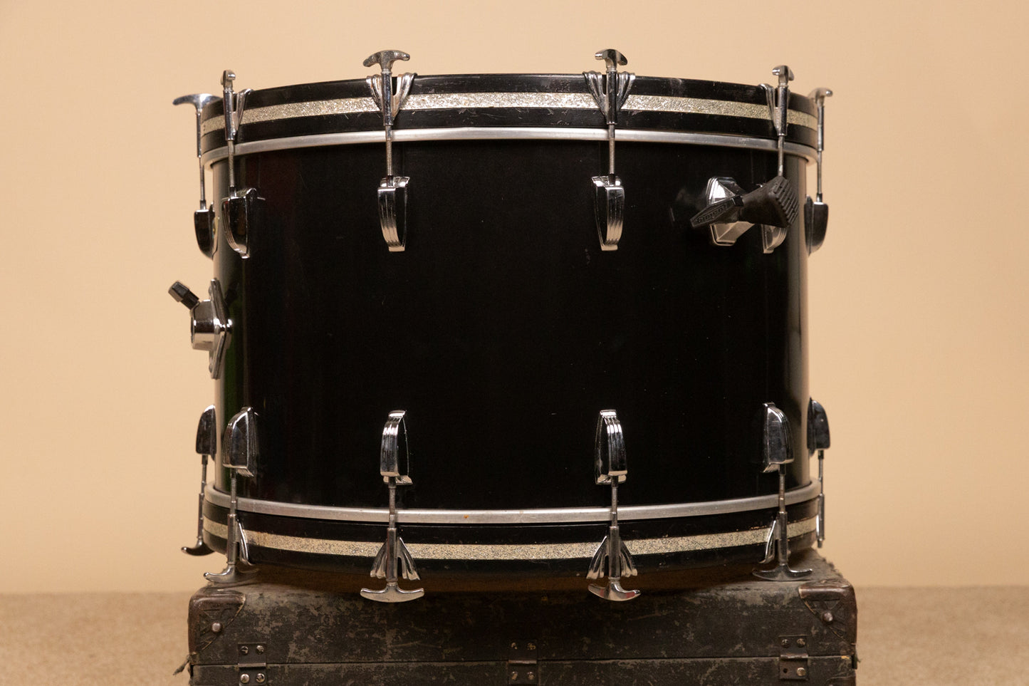 1980s Ludwig 14x24 Black Cortex Bass Drum