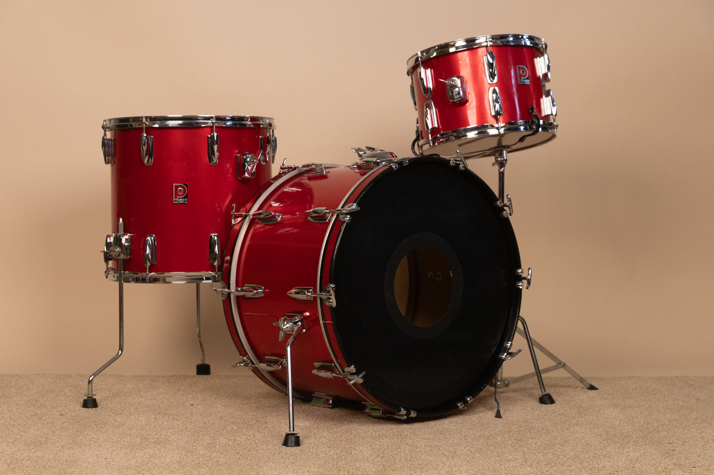 1980s Premier Soundwave Polychromatic Red Drum Set