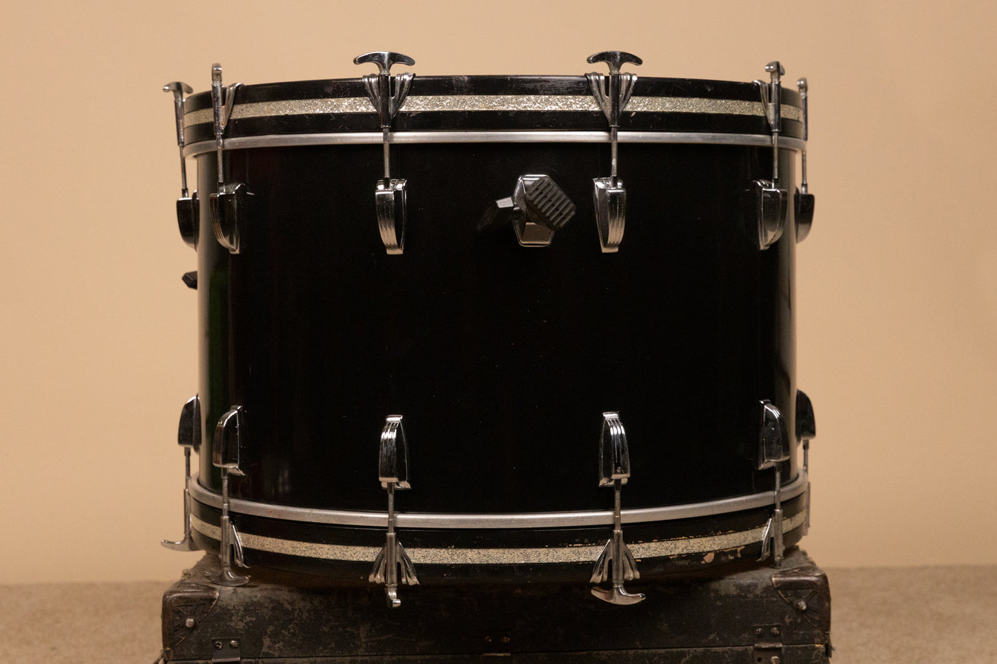1980s Ludwig 14x24 Black Cortex Bass Drum