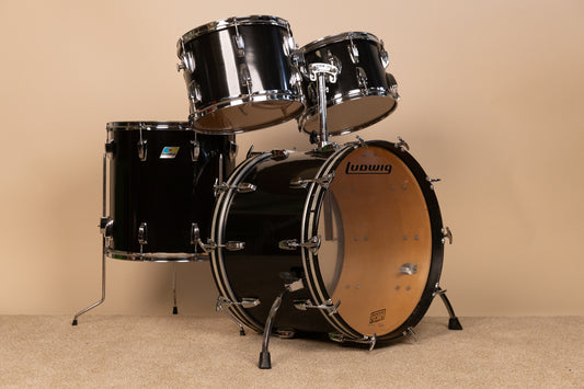 1970s Ludwig Big Beat Black Cortex Drum Set
