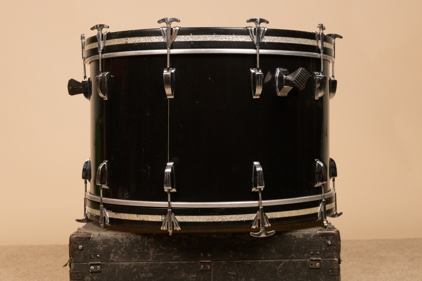 1980s Ludwig 14x24 Black Cortex Bass Drum