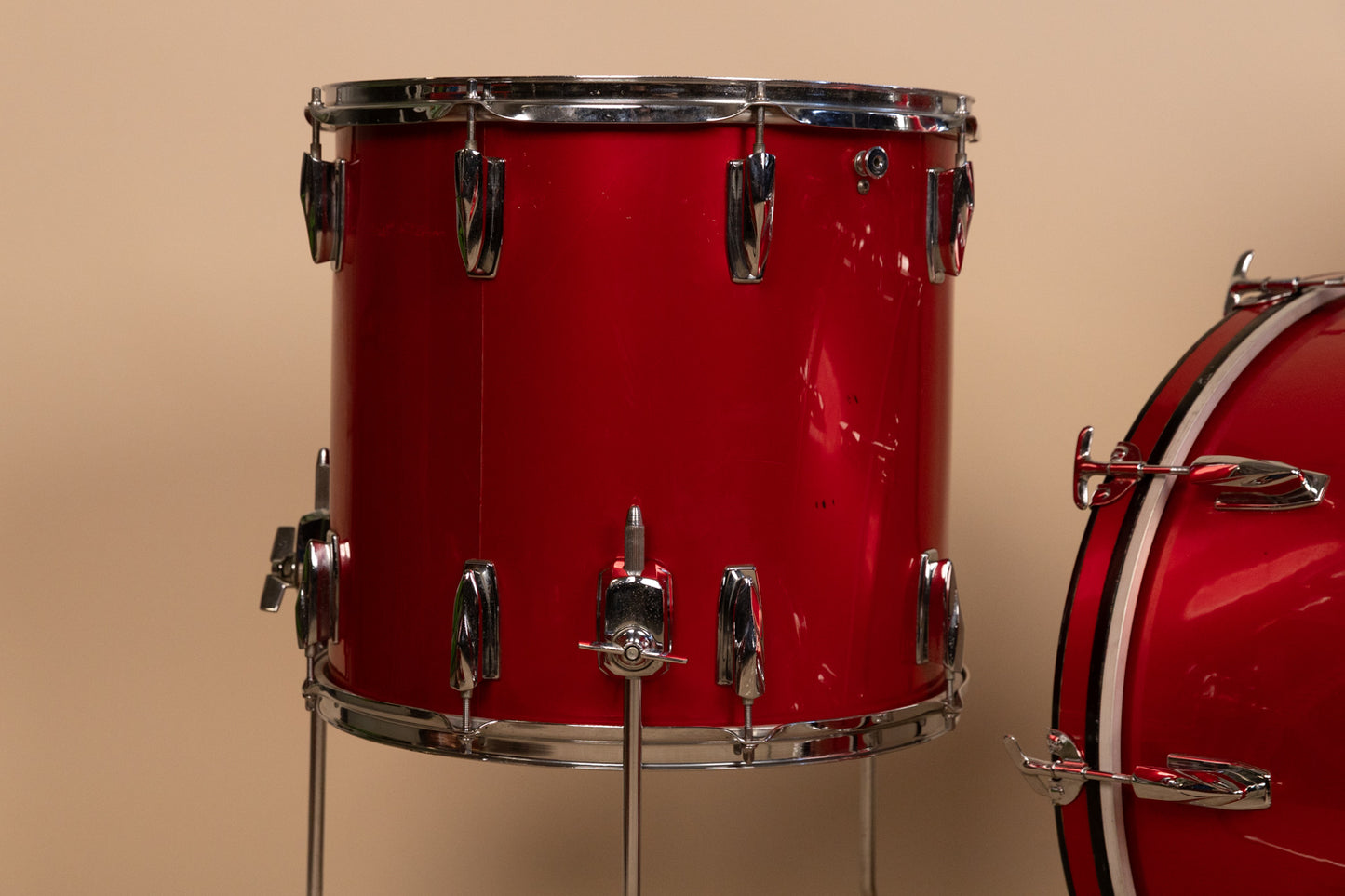 1980s Premier Soundwave Polychromatic Red Drum Set