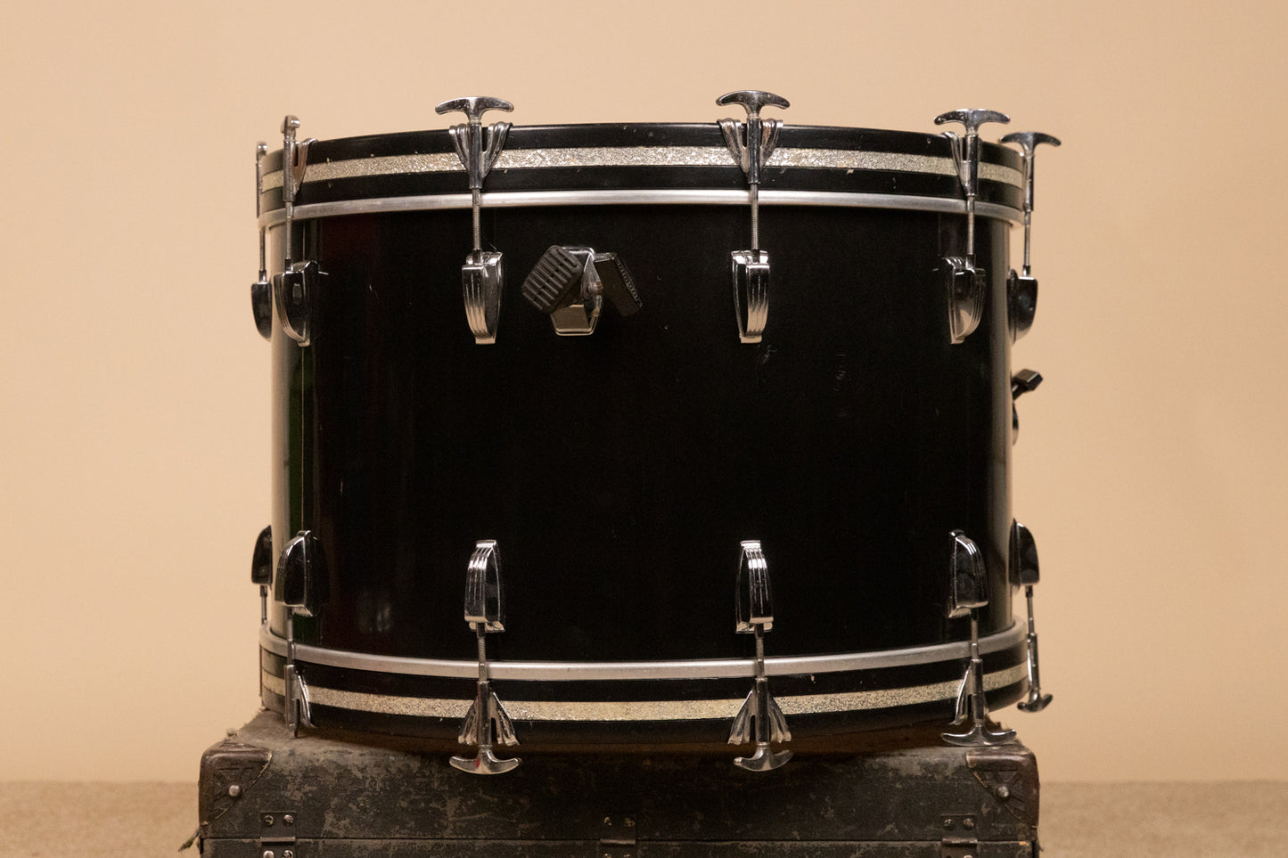 1980s Ludwig 14x24 Black Cortex Bass Drum