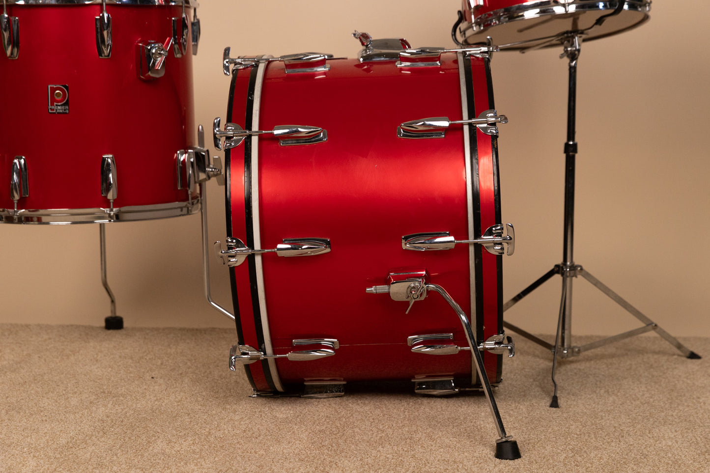 1980s Premier Soundwave Polychromatic Red Drum Set