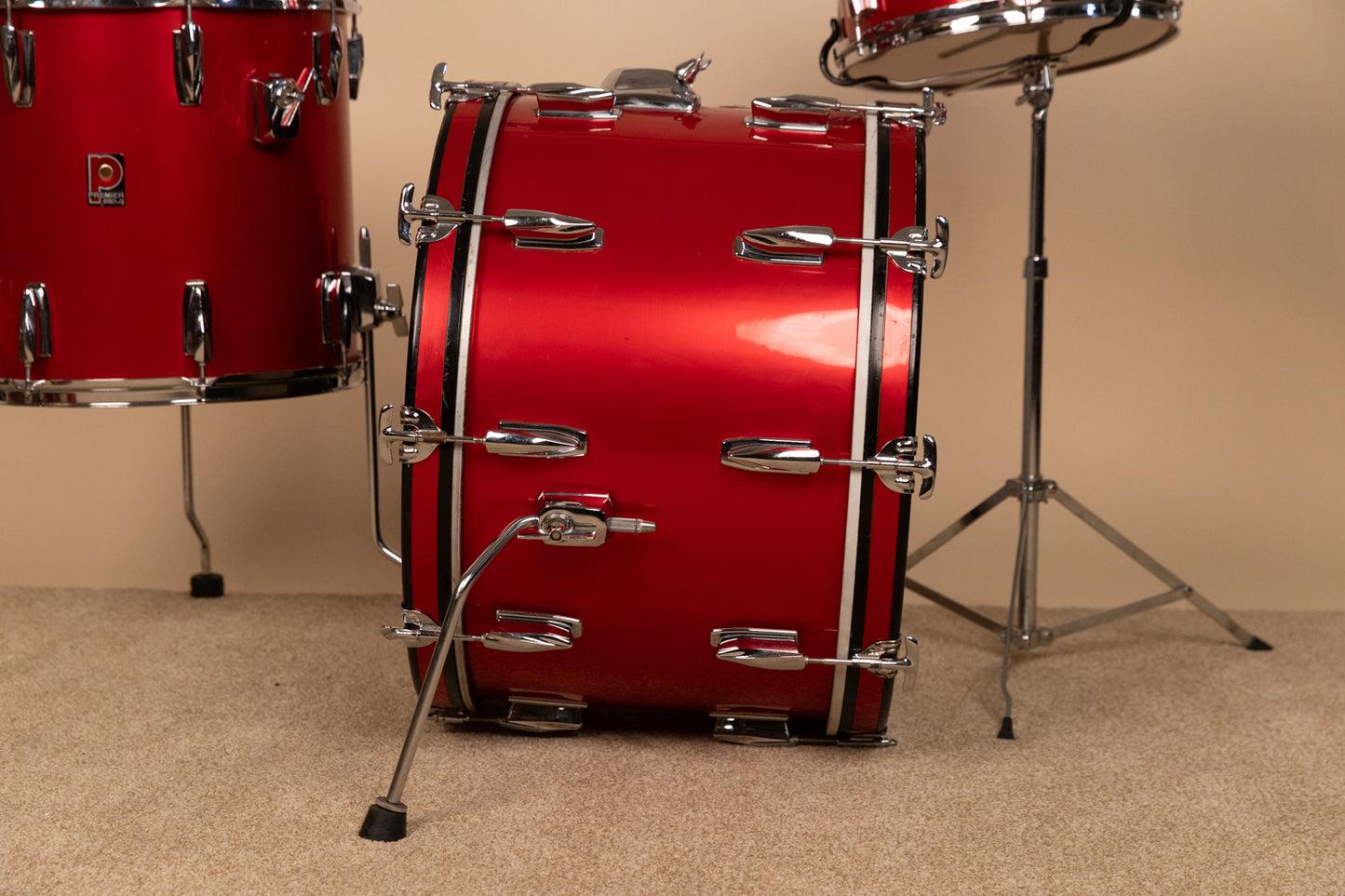 1980s Premier Soundwave Polychromatic Red Drum Set