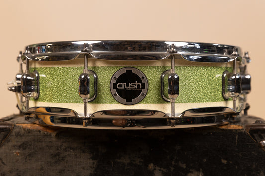 Crush Drums 4x14 Sublime E3 White and Lime Stripe Snare Drum
