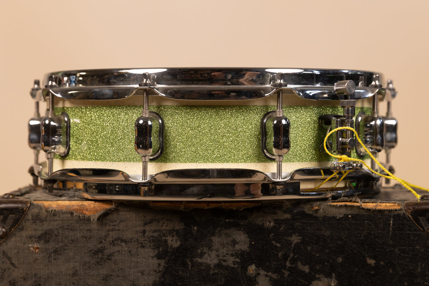 Crush Drums 4x14 Sublime E3 White and Lime Stripe Snare Drum