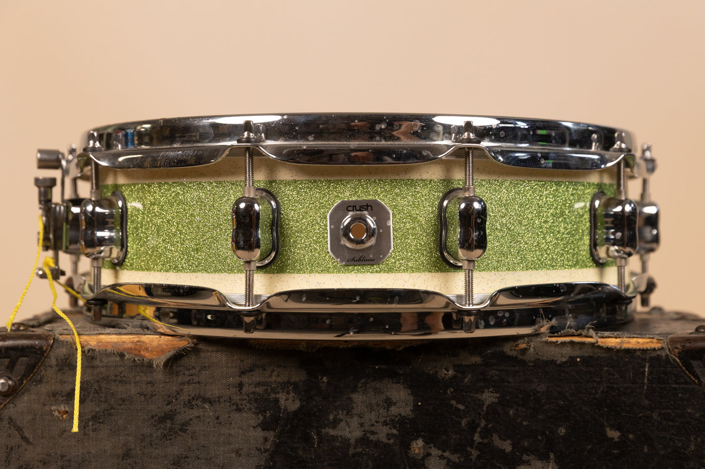 Crush Drums 4x14 Sublime E3 White and Lime Stripe Snare Drum