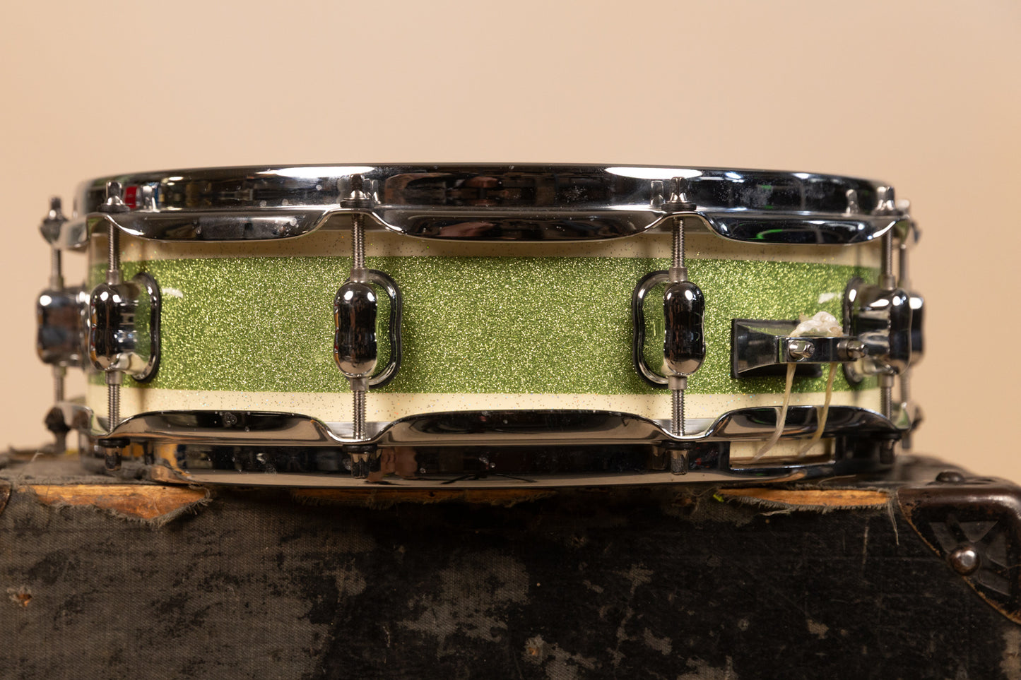 Crush Drums 4x14 Sublime E3 White and Lime Stripe Snare Drum