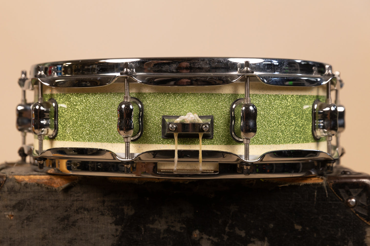 Crush Drums 4x14 Sublime E3 White and Lime Stripe Snare Drum