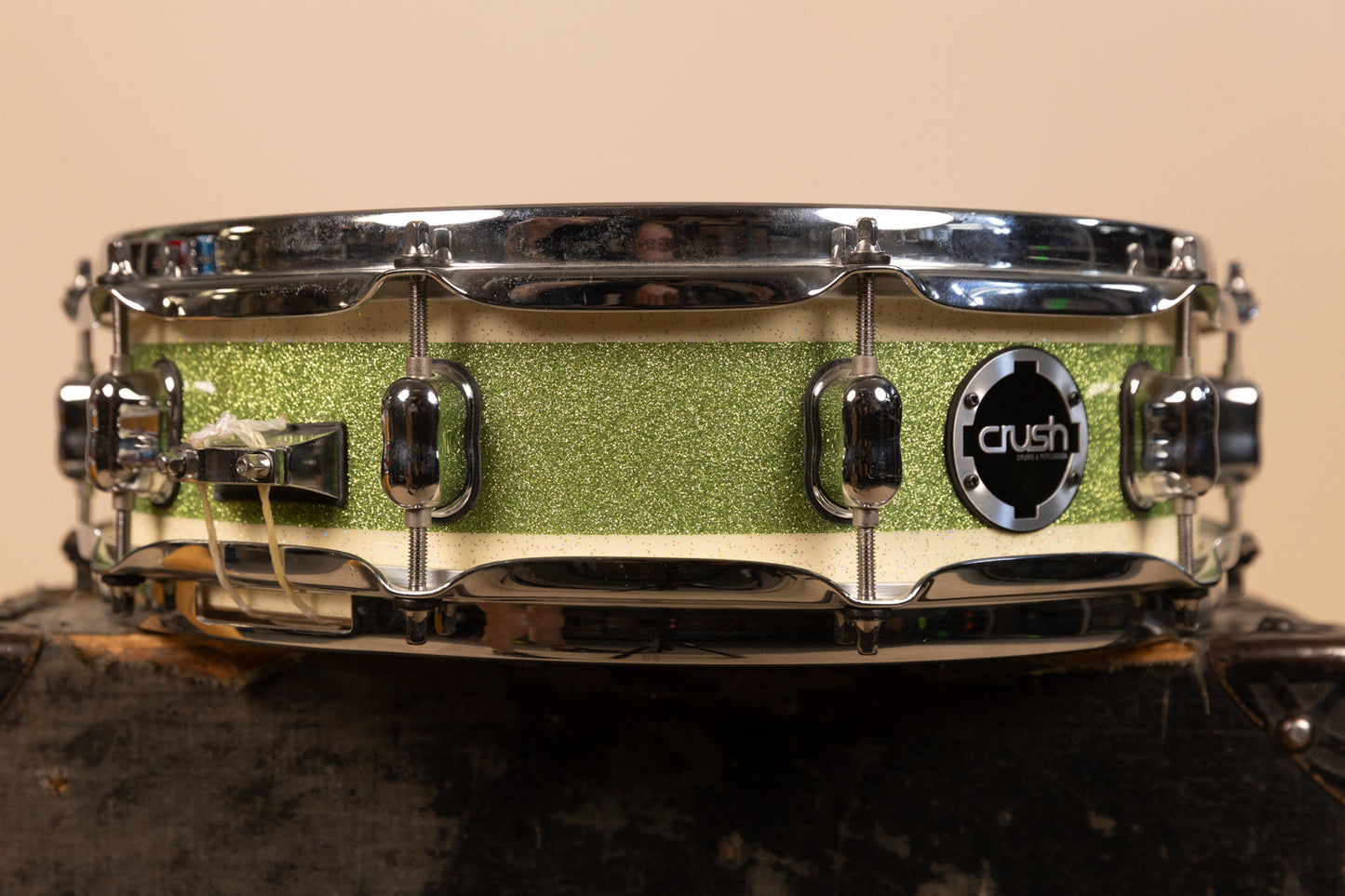 Crush Drums 4x14 Sublime E3 White and Lime Stripe Snare Drum